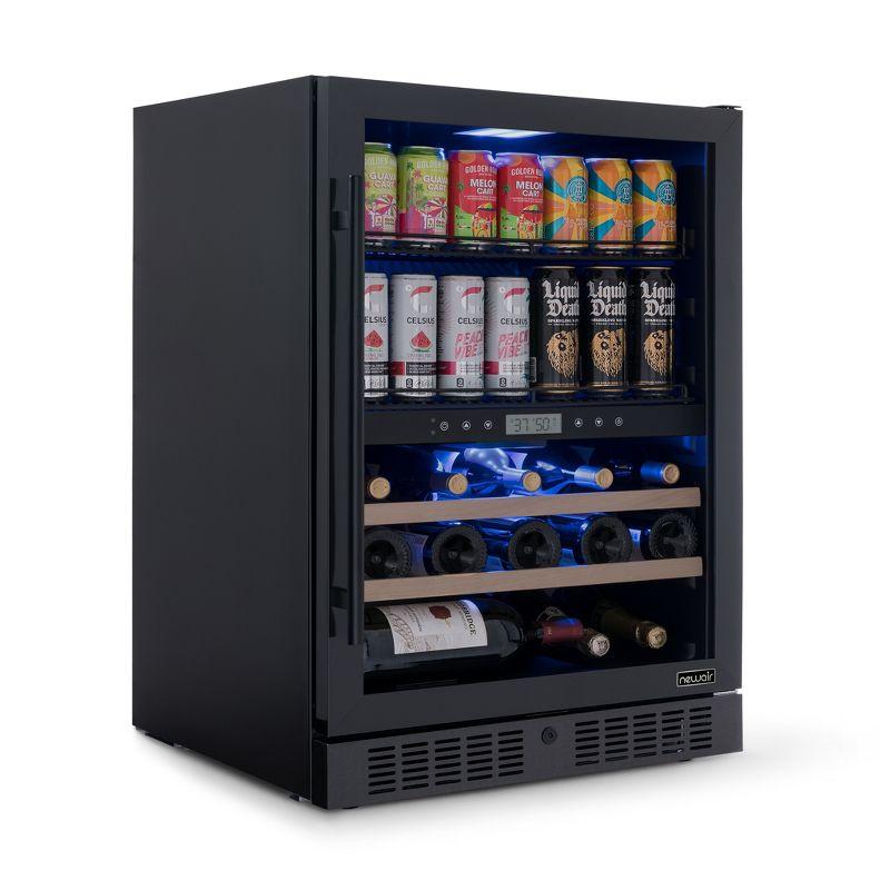 Newair 24" Black Stainless Steel Dual Zone Wine and Beverage Refrigerator