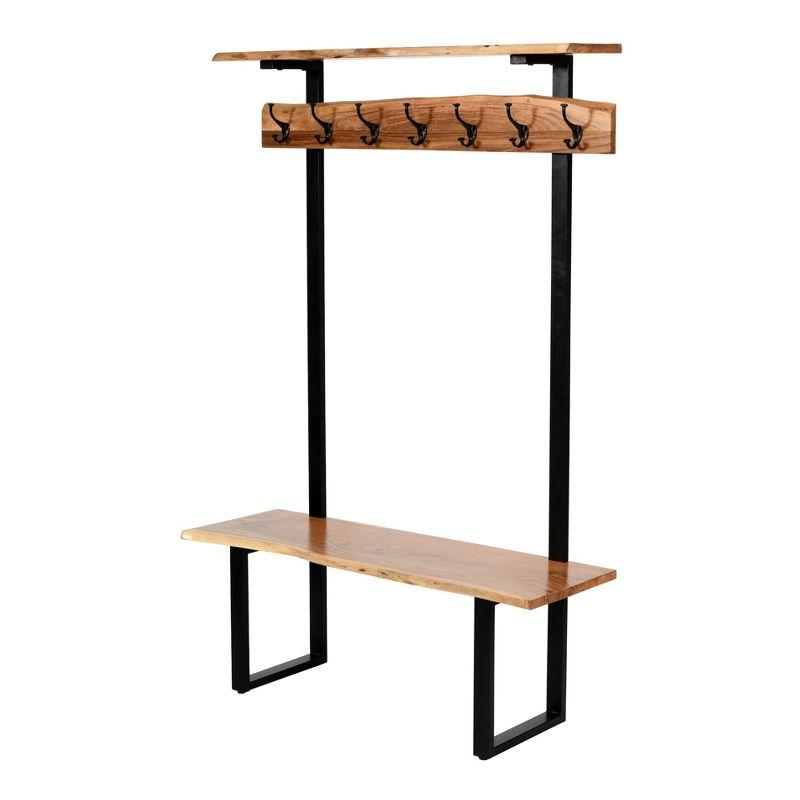 Alpine Hall Tree Natural - Alaterre Furniture: Acacia Wood, Metal Legs, Storage, 7 Hooks