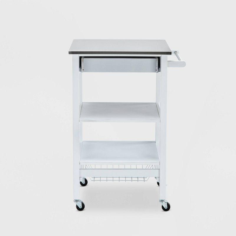 Hennington Kitchen Cart with Stainless Steel Top White - Boraam