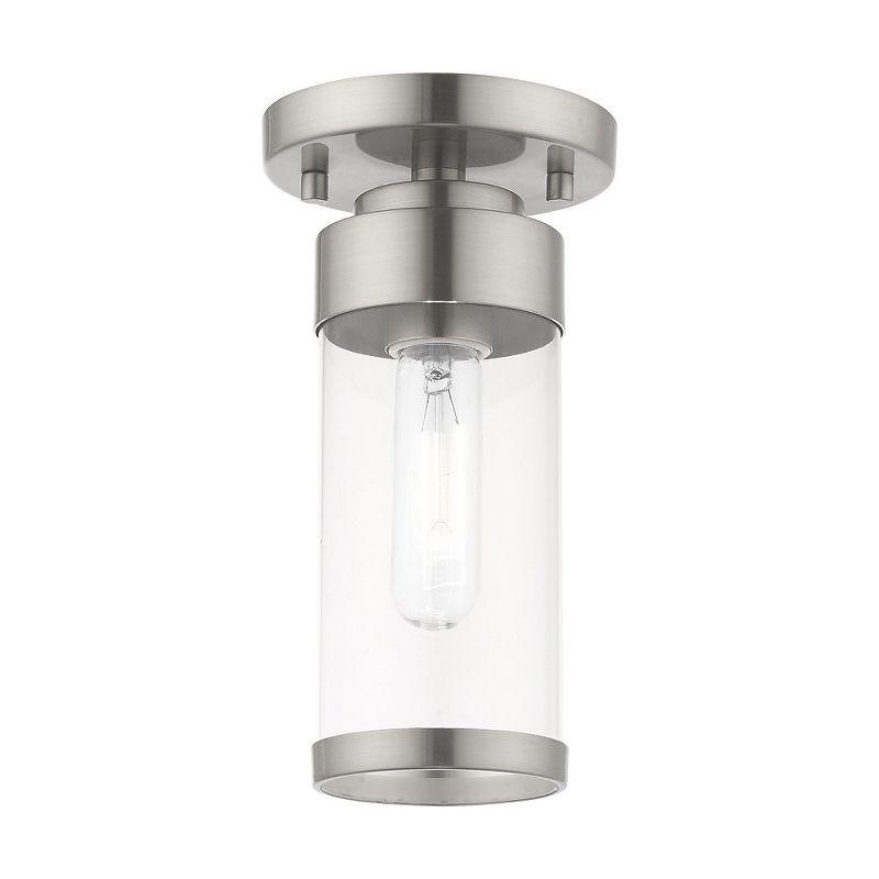 Hillcrest Contemporary Brushed Nickel 1-Light Flush Mount