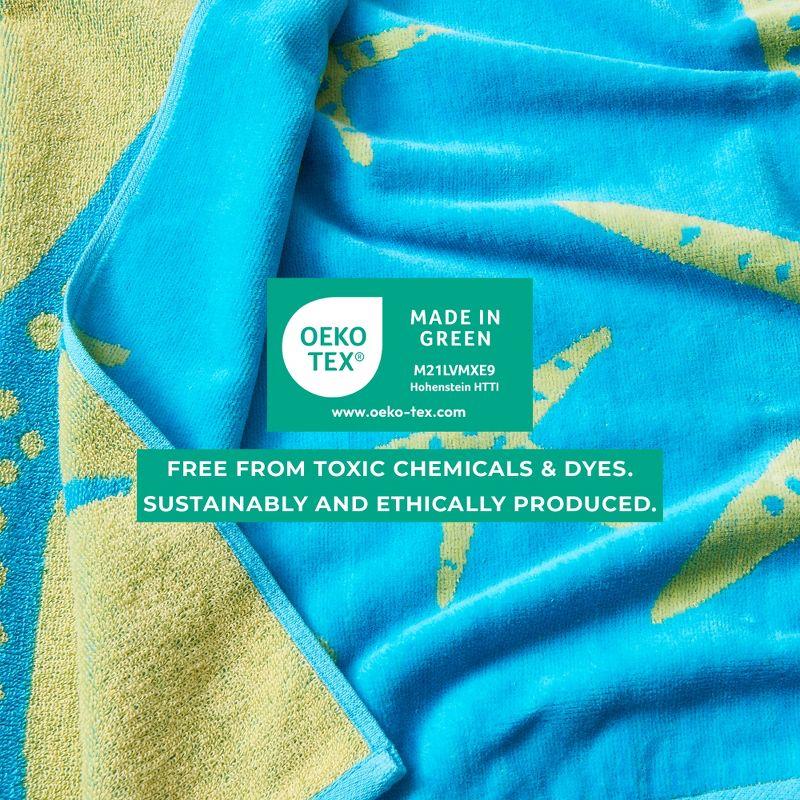 2pk 30" x 60" Yellow Starfish and Stripe Cotton Beach Towels - Great Bay Home