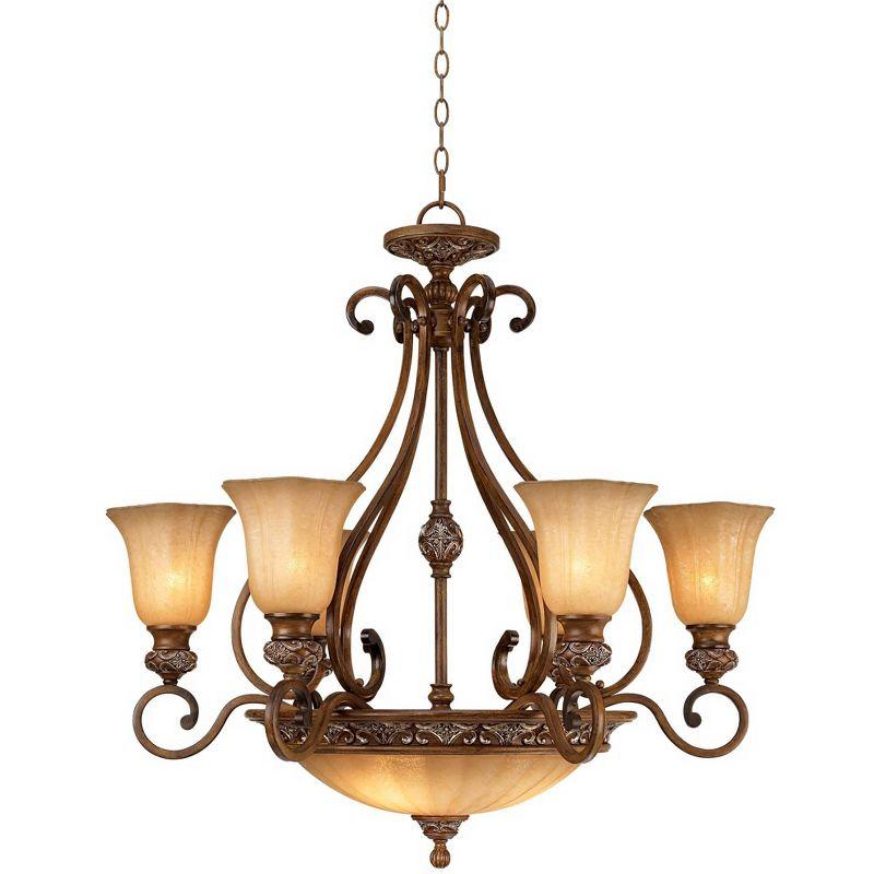 Sterling Estate Golden Bronze 9-Light Chandelier with Champagne Glass Shades