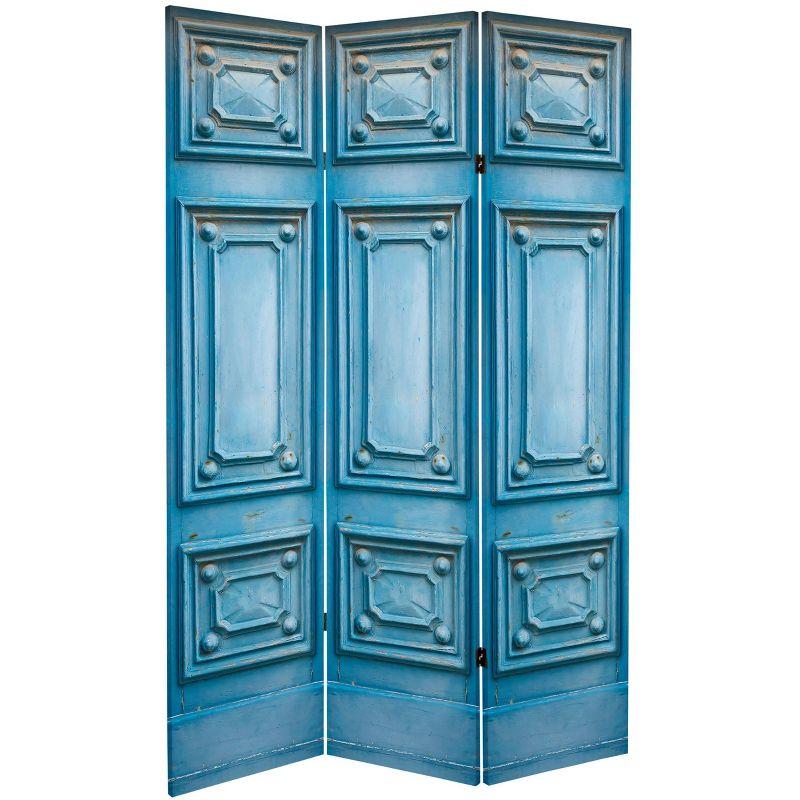 Mediterranean Blue and Red 3-Panel Folding Room Divider