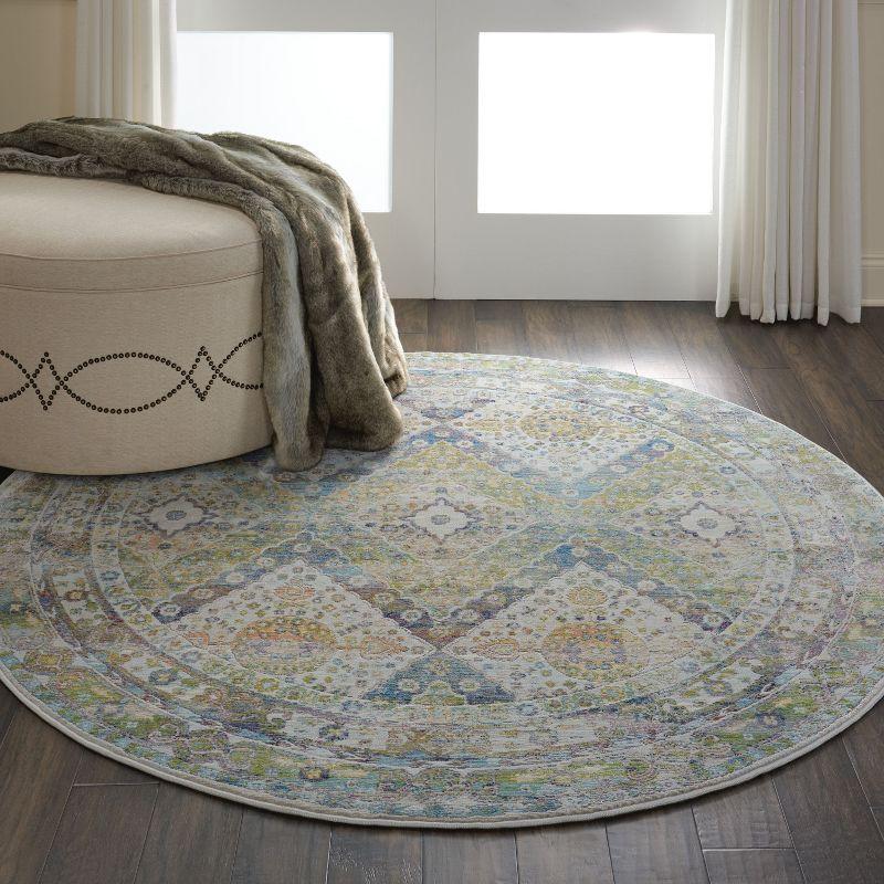 Global Vintage GLB07 Blue/Green Area Rug Farmhouse Vintage Diamonds By Nourison