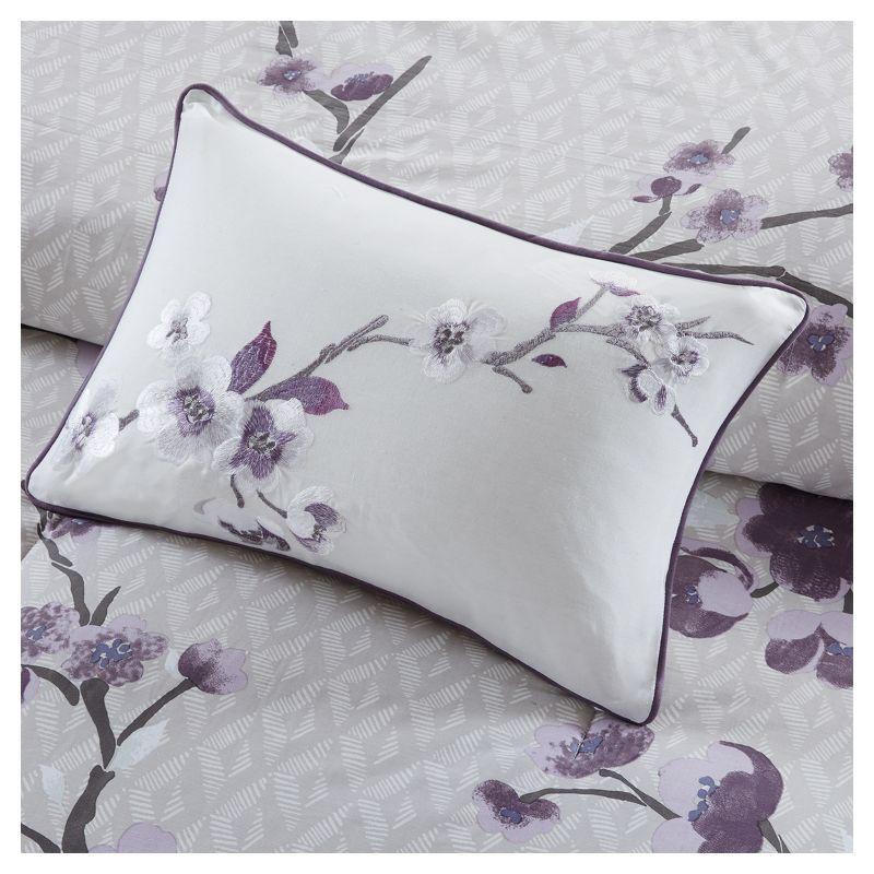 Sakura 7 Piece Purple and Taupe Cotton Bedspread Cover Set