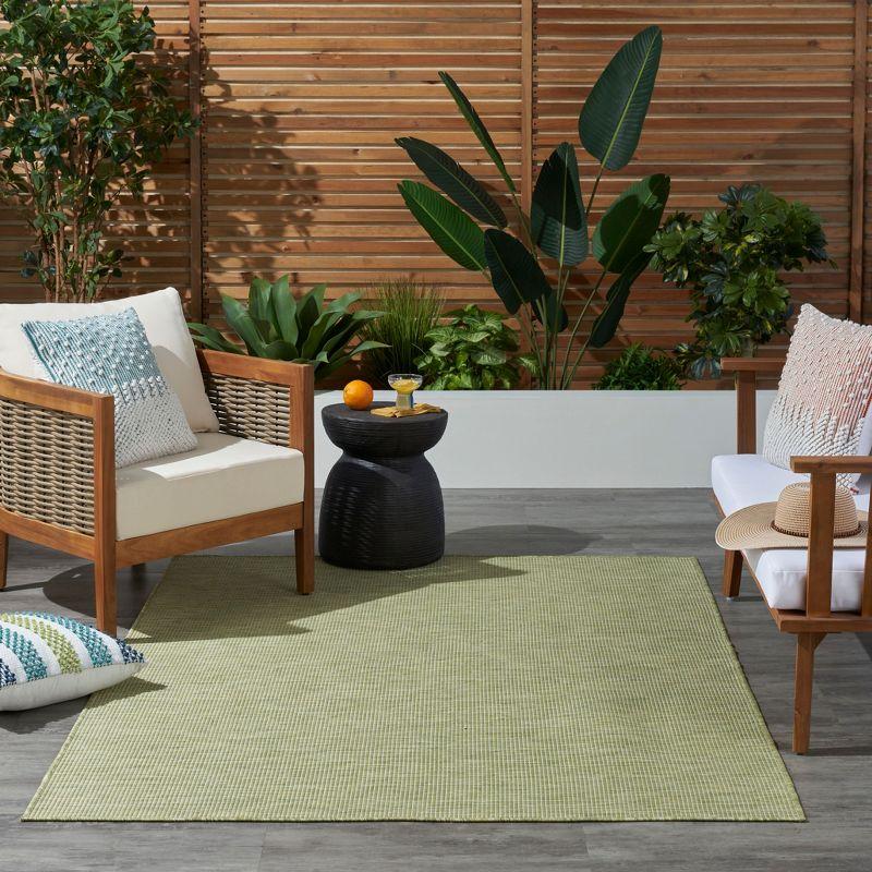 Nourison Positano Solid Flatweave Low Pile Indoor Outdoor Area Rug Green 7' x 10'