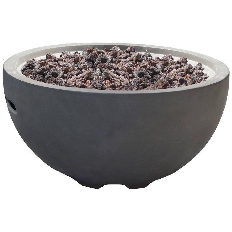 Nantucket Gray Round Concrete Gas Fire Pit Table