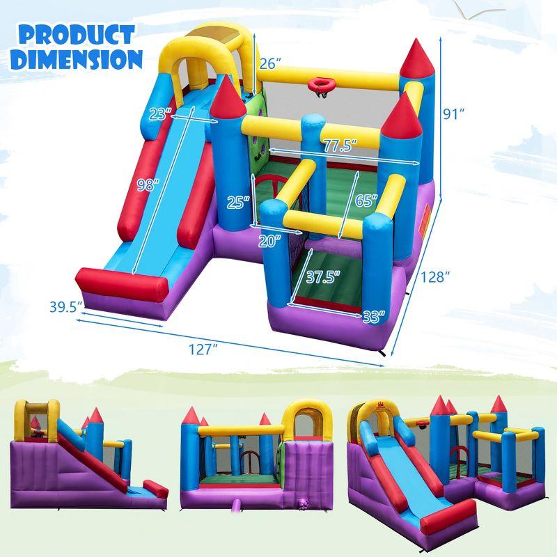 Costway 5-In-1 Inflatable Bounce Castle with Basketball Rim & Climbing Wall w/ 735W Blower