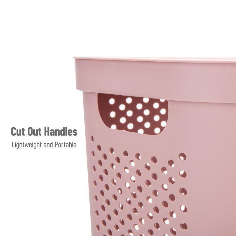 Mind Reader Perforated Plastic Hamper with Lid 60 Liter/16 Gallon, Lightweight Hamper, Pink
