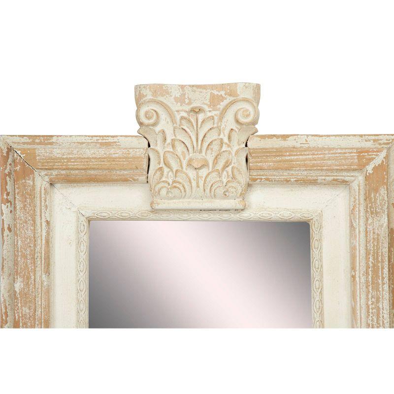 Wood Floral Carved Acanthus Wall Mirror Set of 4 Brown - Olivia & May: Vintage Square Decorative No Assembly Required