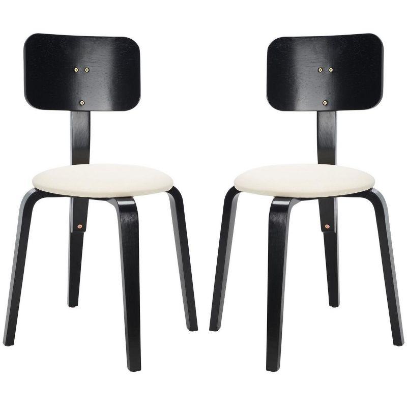 Jo Upholstered Stackable Dining Chair (Set Of 2) - Black/Creme - Safavieh