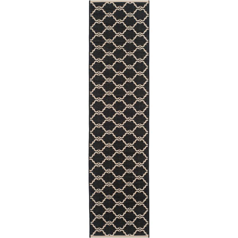 Courtyard CY6009 Power Loomed Indoor and Outdoor Runner Rug - Black/Beige - 2'3"x8' - Safavieh