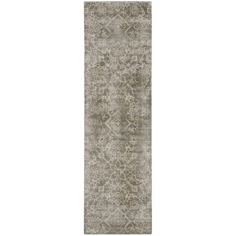 Desert Skies Hand-Loomed Gray Floral Runner Rug