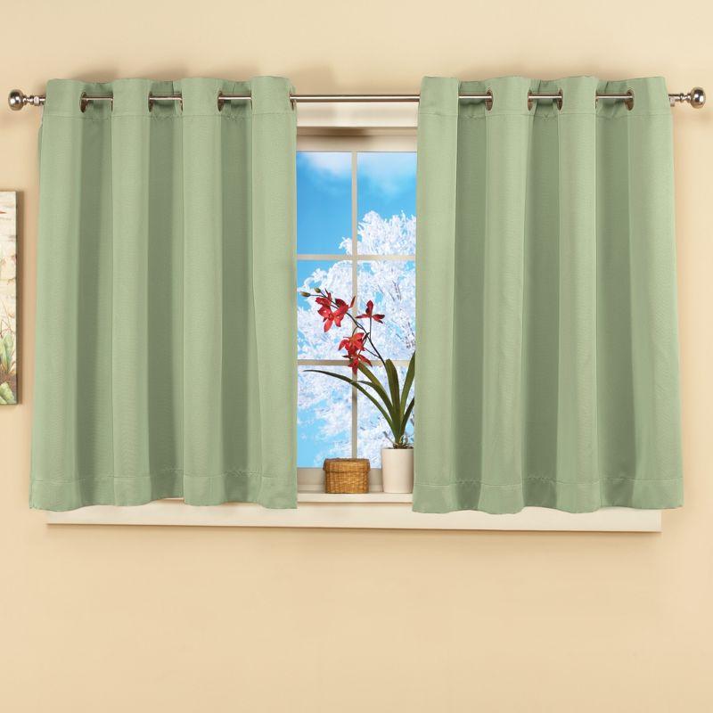 Sage Blackout Polyester Grommet Window Panel with Lace Detail