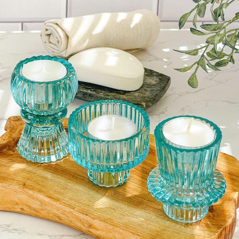 Kate Aspen Dual Sided Ribbed Candlestick/Tealight Holders- Set of 6