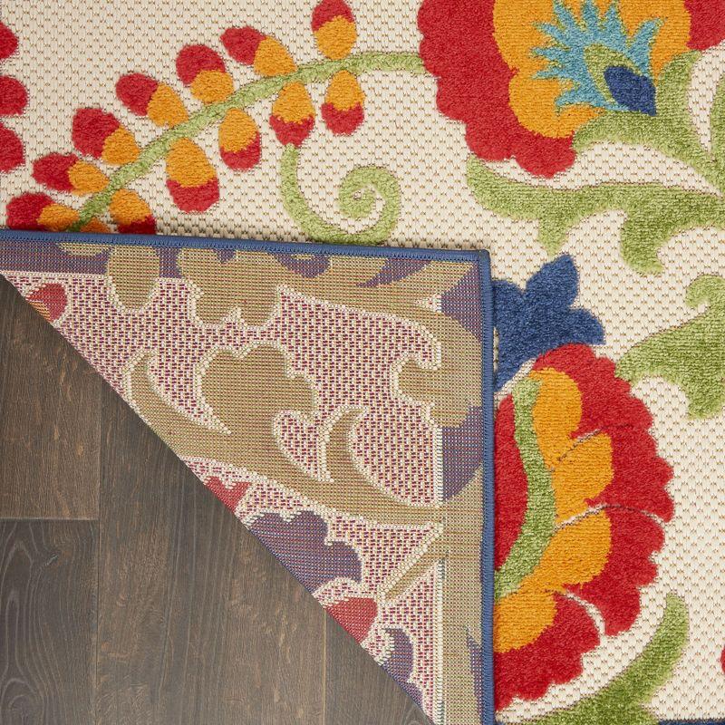 Nourison Aloha Floral Textured Flatweave High-Low Indoor Outdoor Runner Rug Multicolor 2' x 6'