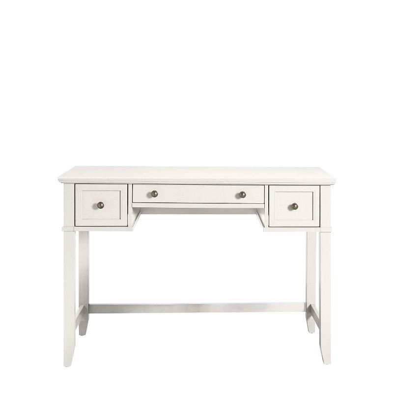 White Wood Coastal Desk with Drawer and Keyboard Tray