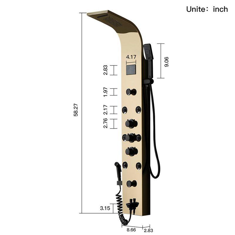 BWE 8-Jet Rainfall Shower Panel System with Rainfall Waterfall Shower Head and Shower Wand in