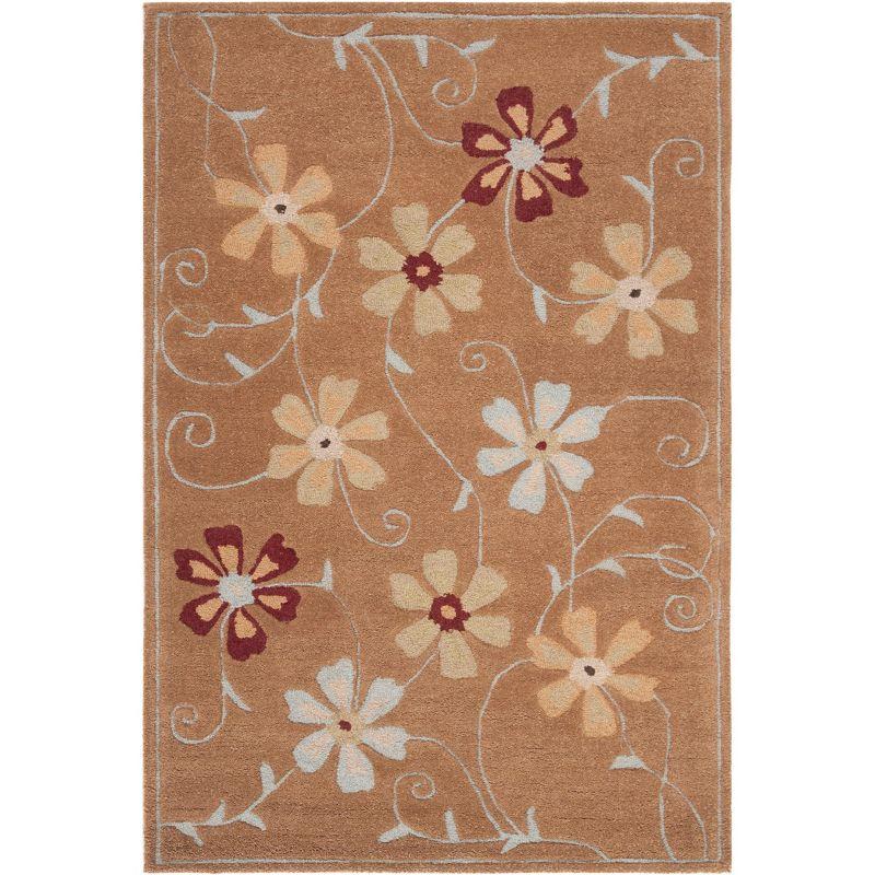 Blossom BLM784 Hand Hooked Area Rug - Camel/Multi - 4'x6' - Safavieh.