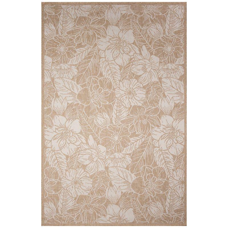 Sandy Floral Elegance Round Wool-Blend 7'10" x 9'10" Indoor/Outdoor Rug