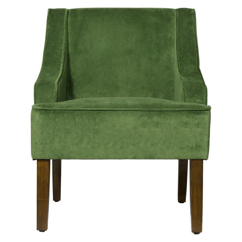 Velvet Swoop Armchair Forest Green - HomePop: Elegant Side Arms, Wood Legs, 250lb Capacity