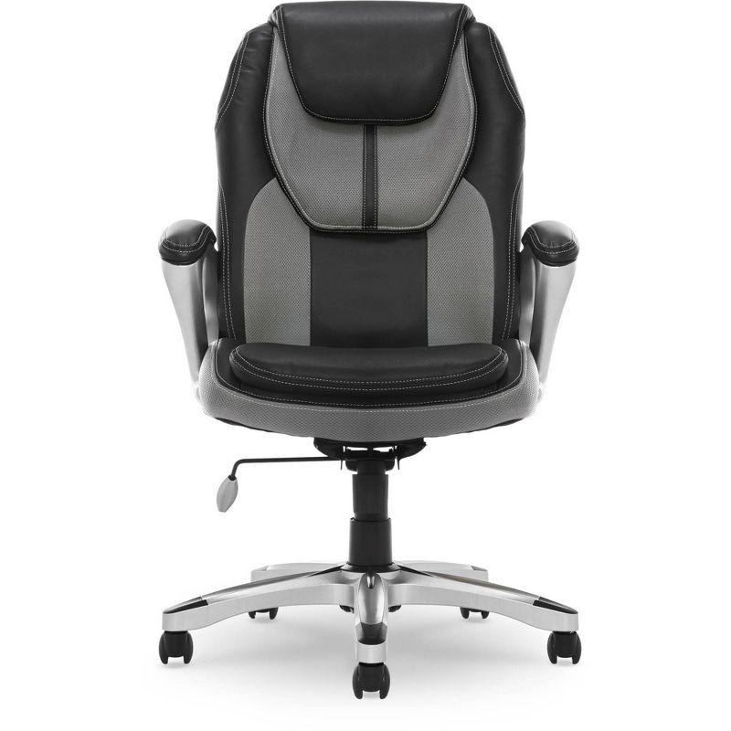 High-Back Ergonomic Executive Gaming Chair in Gray Mesh & Faux Leather