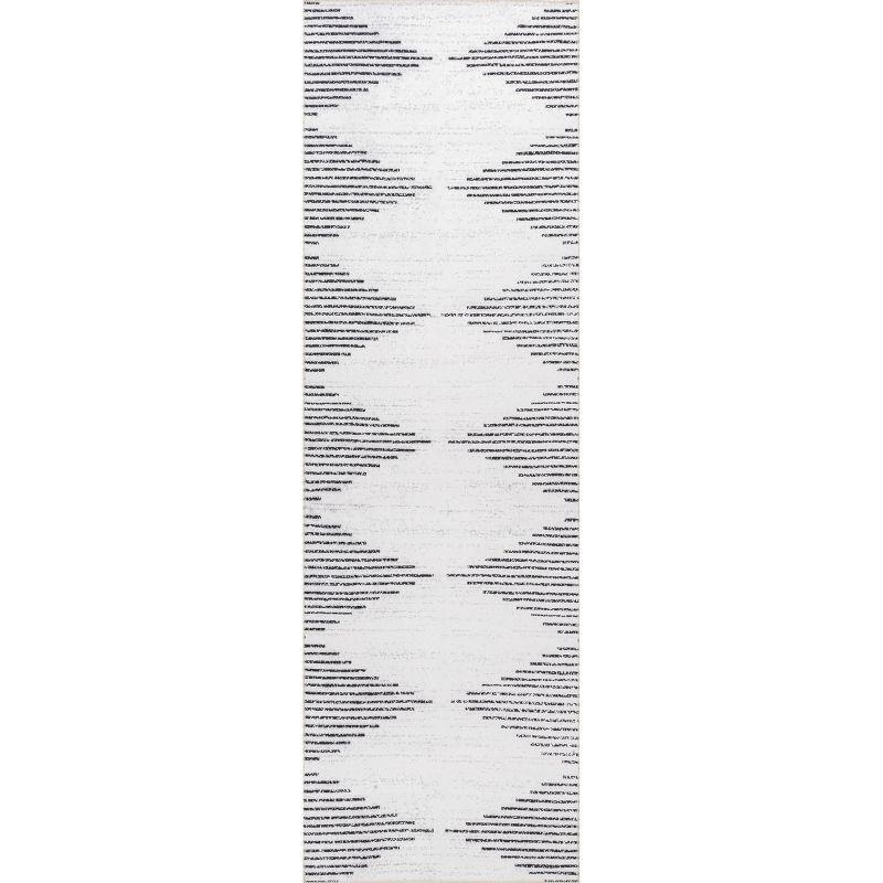 Ivory and Black Washable Diamond Runner Rug