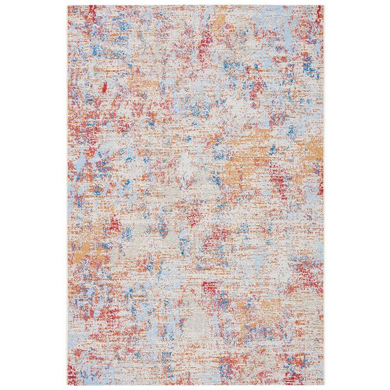 Summer Light Blue and Ivory Synthetic Area Rug 6'6" x 9'4"