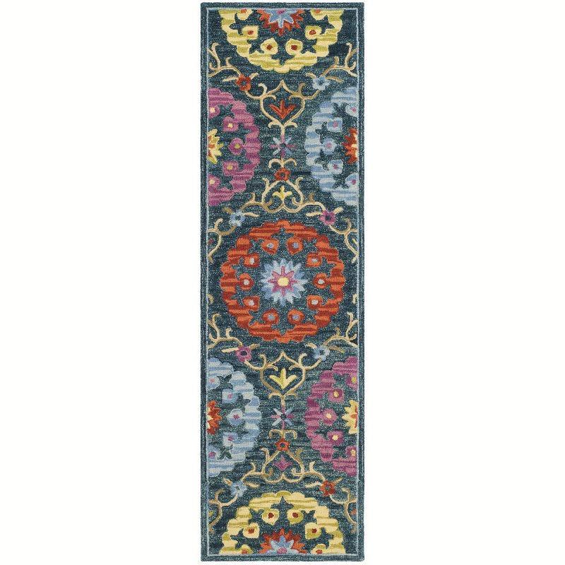 Suzani SZN328 Hand Hooked Indoor Runner Rug - Blue/Multi - 2'3"x8' - Safavieh.