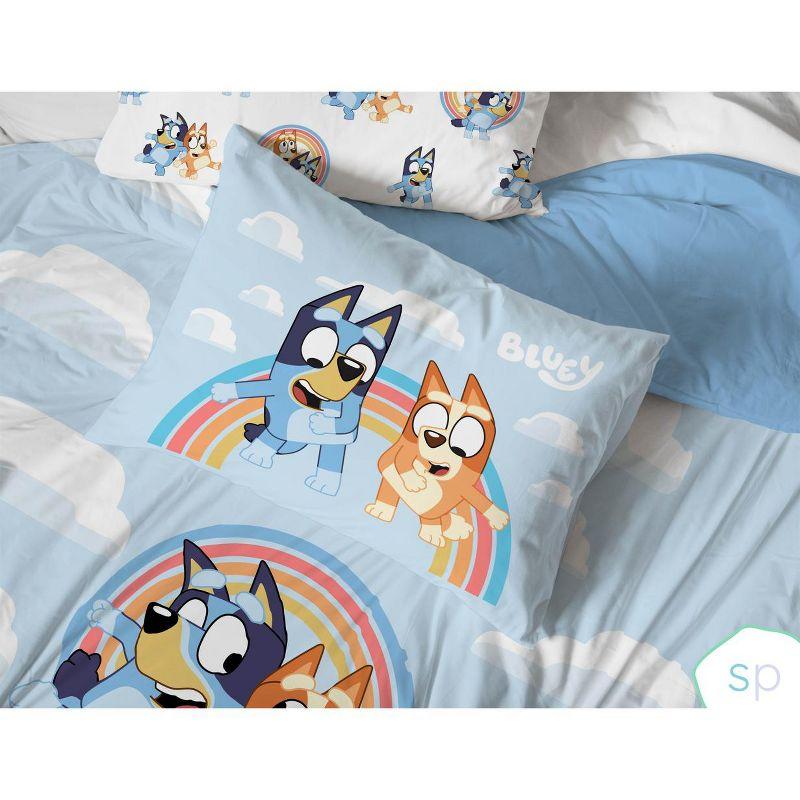 Saturday Park Bluey Rainbow in the Clouds 100% Organic Cotton Twin Duvet Cover & Sham Set