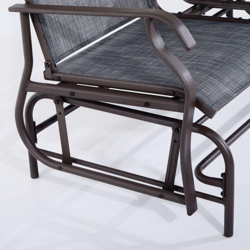 Outsunny 2-Person Outdoor Glider Bench w/ Center Table, Steel Frame for Backyard Garden Porch