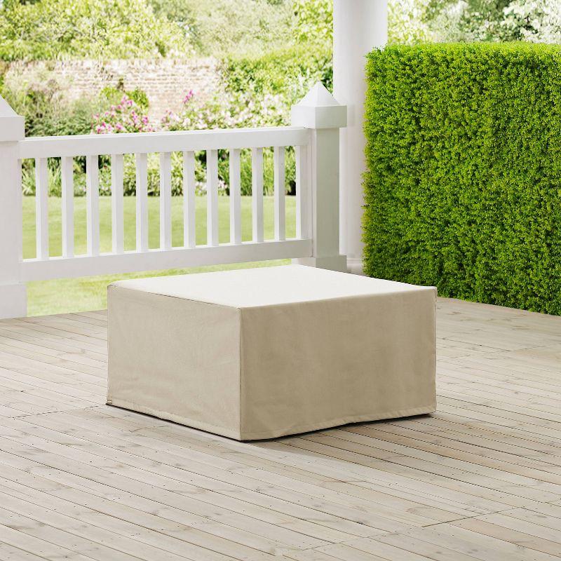 Outdoor Square Table & Ottoman Furniture Cover - Tan - Crosley: Heavy Gauge Vinyl, Waterproof