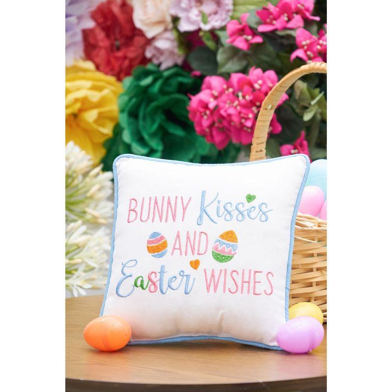 C&F Home 10" x 10" Easter "Bunny Kisses & Easter Wishes" Embroidered Small/Petite Spring Themed Accent Pillow