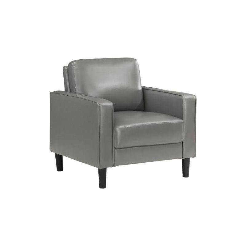 Ruth Dark Gray Faux Leather Wood Accent Chair