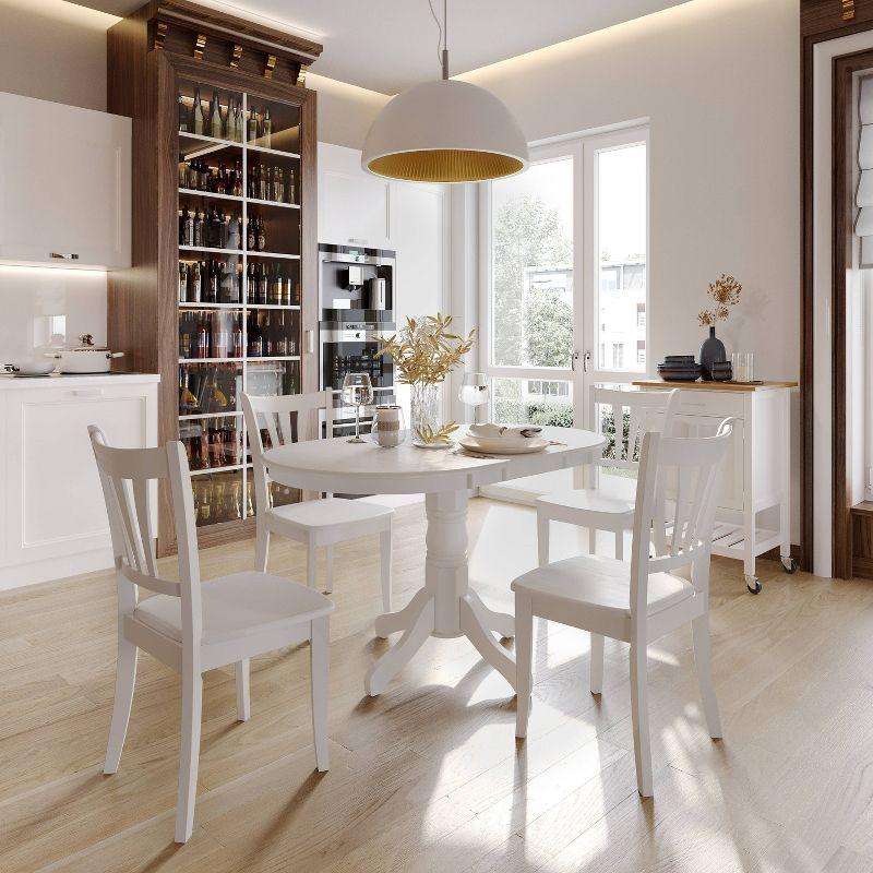 Extendable Dining Table White - CorLiving: Oval Pedestal Kitchen Table with Butterfly Leaf, Seats 4