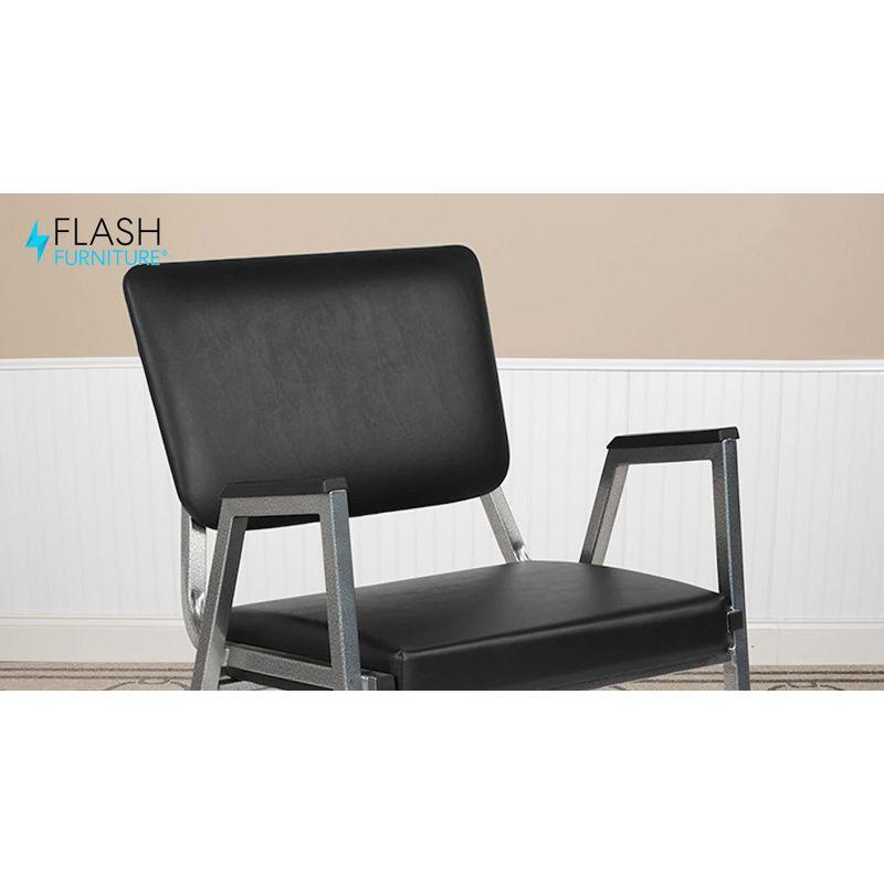 Elegant Stacking Black Fabric & Silver Metal Reception Arm Chair