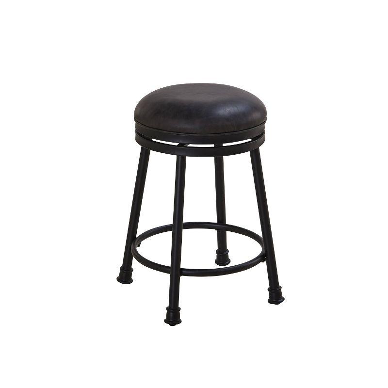 Chateau Noir 24" Adjustable Swivel Counter Stool in Black Leather