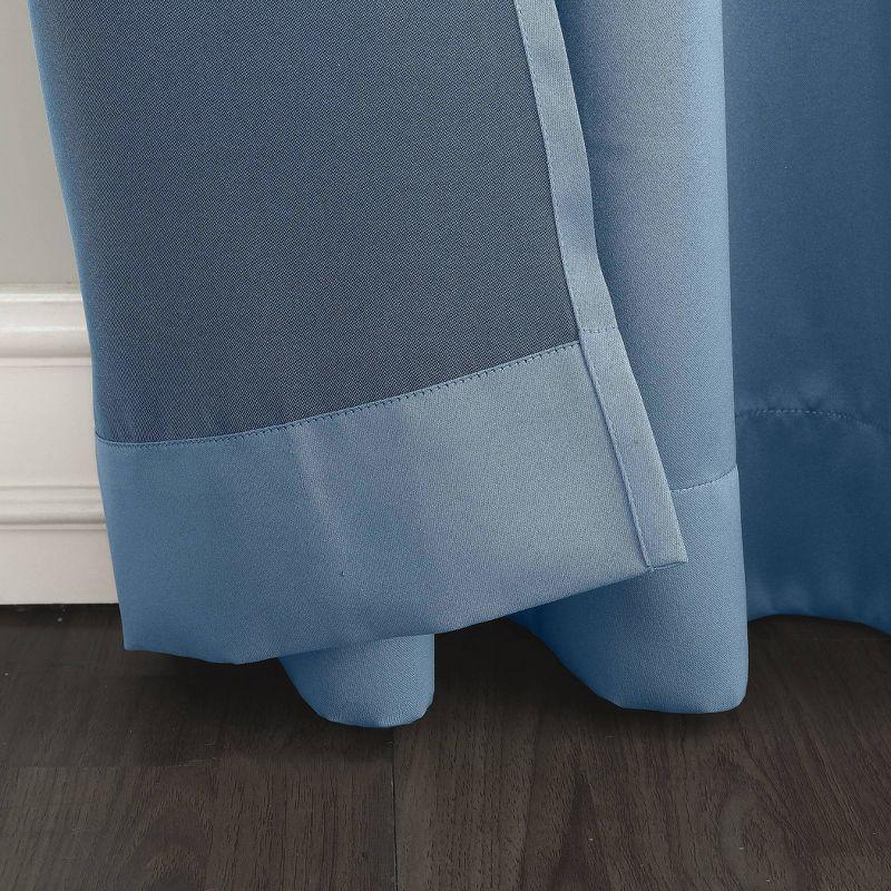 54"x95" Sun Zero Room Darkening Seymour Rod Pocket Curtain Panel Vintage Blue: Energy Efficient, Noise Reduction