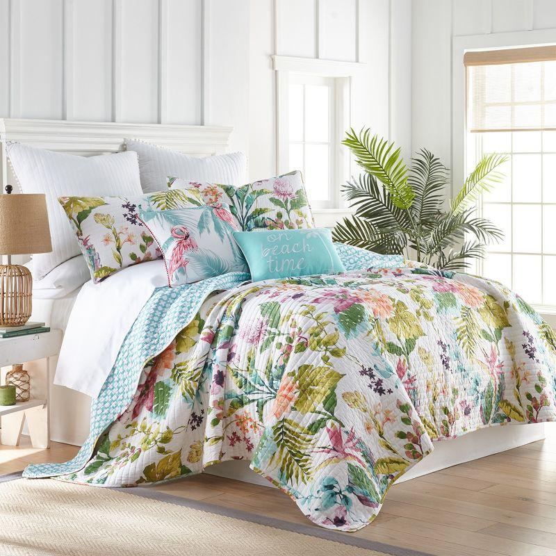 Malana Tropical Multicolor Cotton Reversible Full/Queen Quilt Set