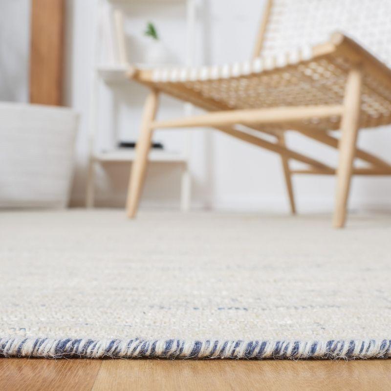 Handwoven Beige and Gray Wool Cotton Square Rug