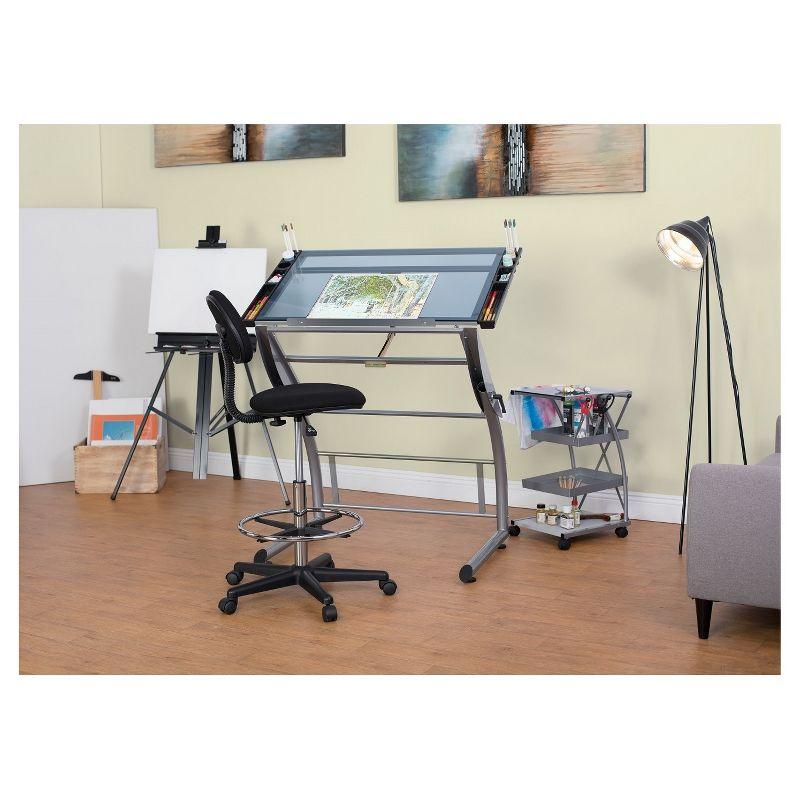 Inbox Zero Cournoyer Glass Top Metal Base Drafting Table