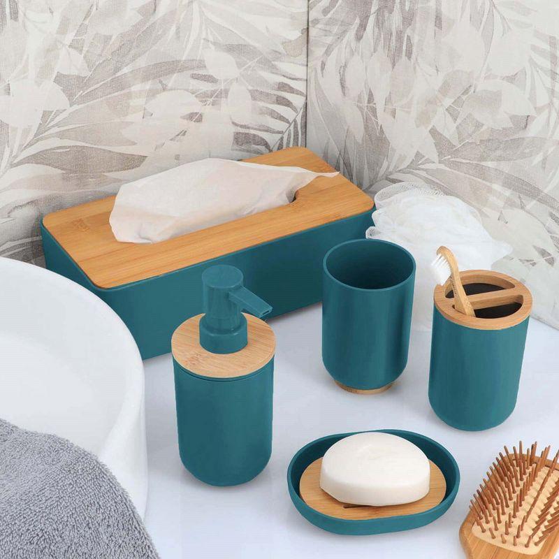 Evideco PADANG Toothbrush Holder & Toothpaste Holder with Bamboo Top