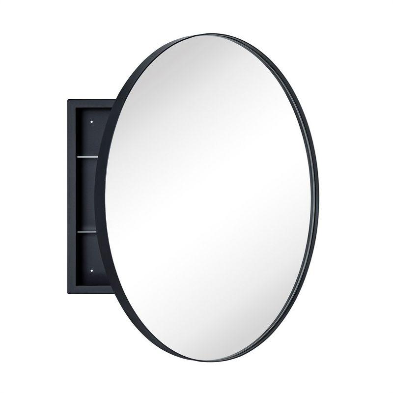 TEHOME  Myriel 30 in. W x 30 in. Surface Mount Round Circle Bathroom Metal Framed Medicine Cabinet with Mirror in Matt Black