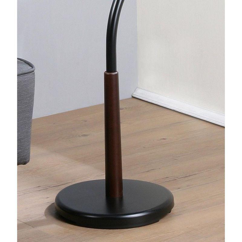 Roundhill Furniture Arles Metal Standing Coat Rack - Black and Walnut