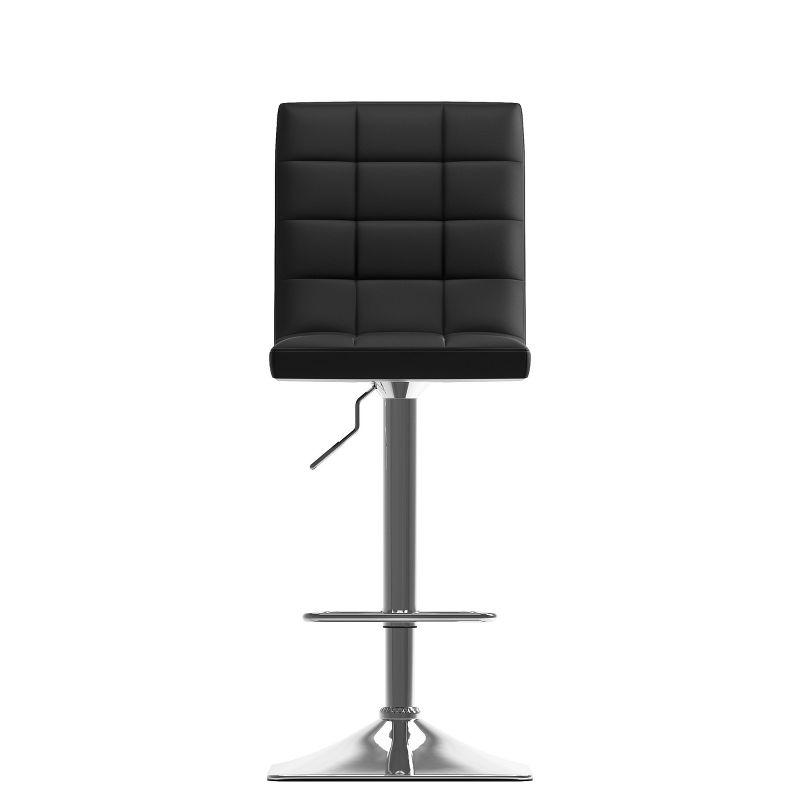 Set of 2 Chrome and Black Leather Adjustable Swivel Barstools