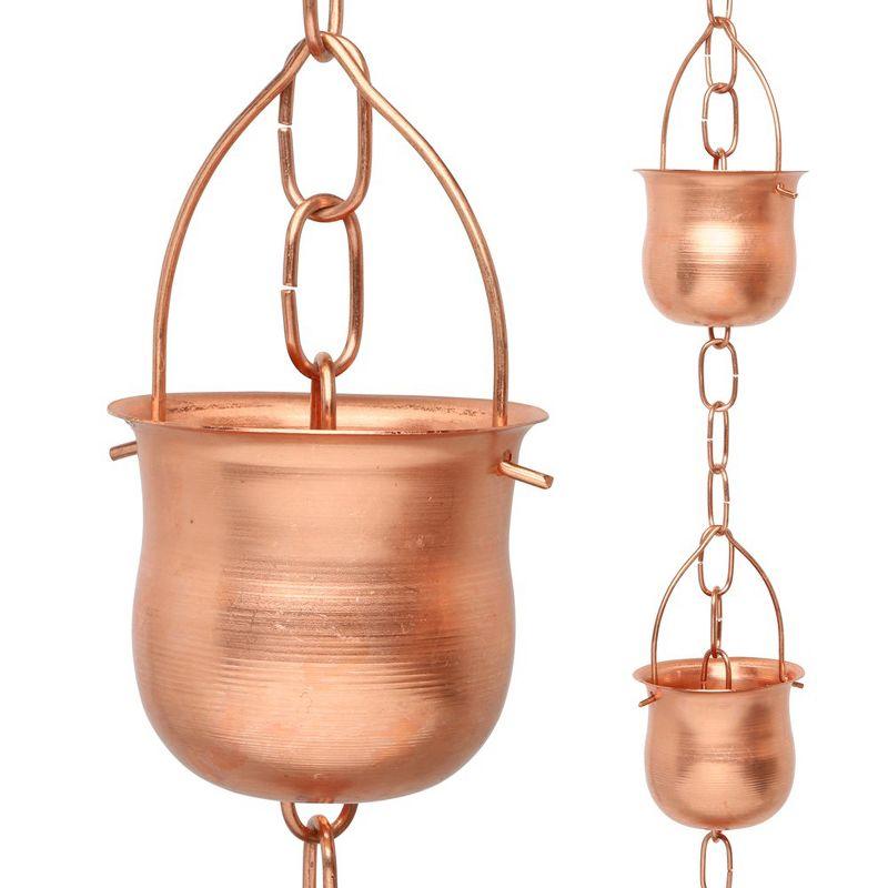 Marrgon Marrgon Copper Rain Chain with Pot Style Cups for Gutter Downspout Replacement