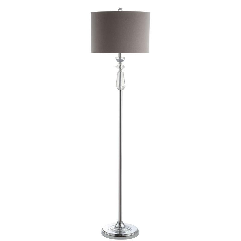 Layla Polished Chrome 59.5" Crystal Floor Lamp with Gray Drum Shade