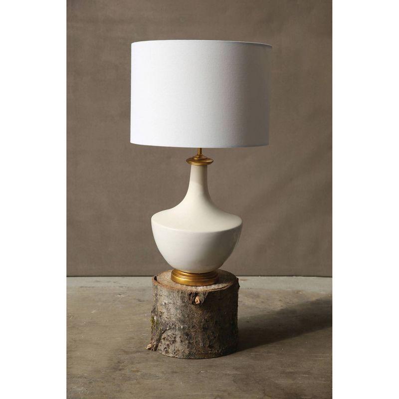 Ceramic Table Lamp with Linen Shade Cream - Storied Home: Gold Accents, UL Listed, No Assembly Required