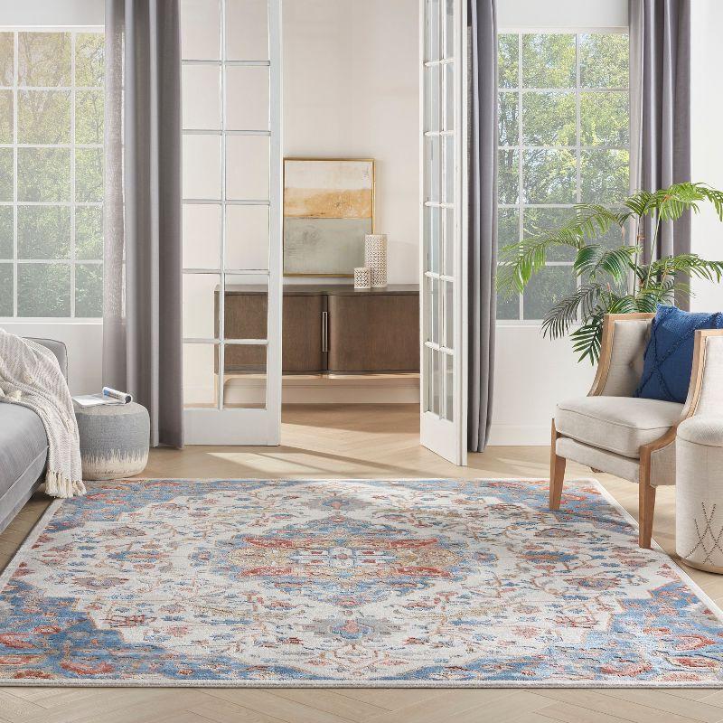 Nourison Elation Floral Medallion Indoor Rug Ivory Blue 7'10" x 9'10"