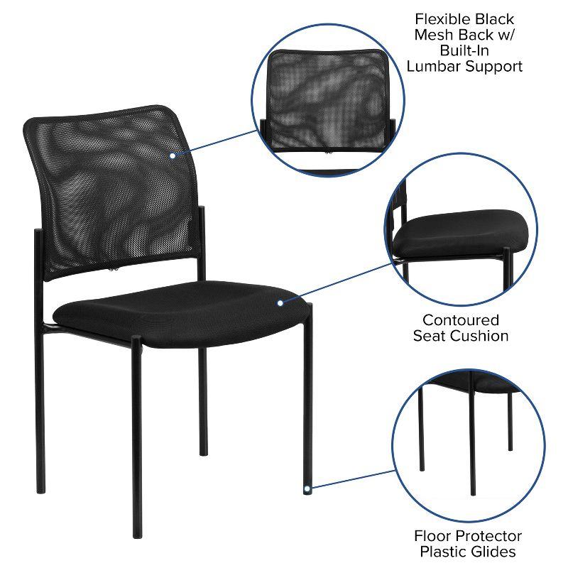 Flash Furniture Comfort Black Mesh Stackable Steel Side Chair